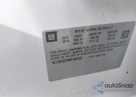 2017 Chevrolet Malibu 1Lt from USA, damaged, VIN 1G1ZE5ST9HF106722